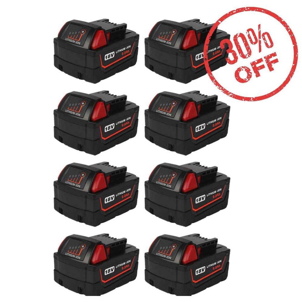 For Milwaukee 18V Battery 9Ah Replacement | M18 Batteries 8 Pack ...