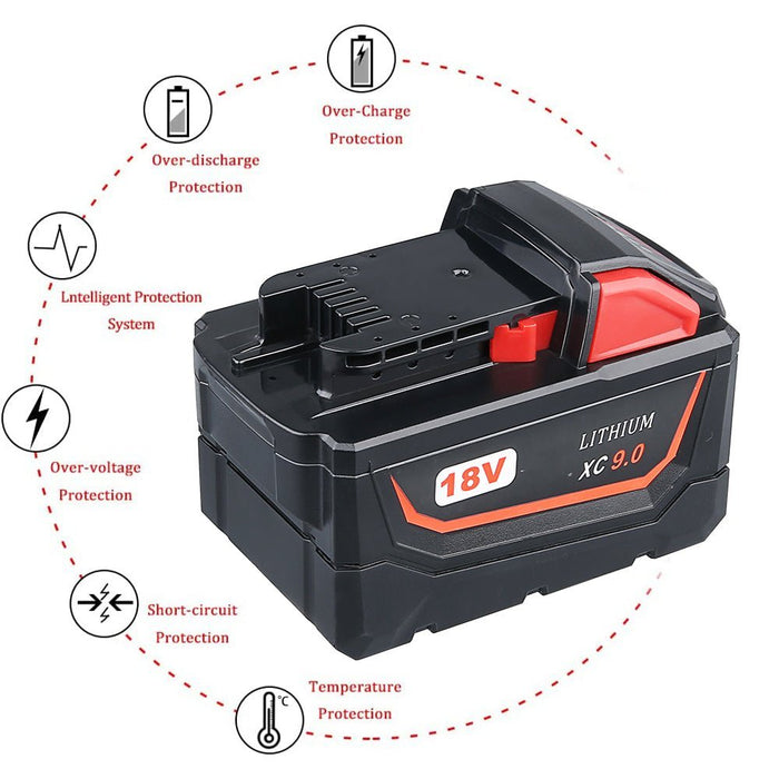 For Milwaukee 18V Battery 9Ah Replacement | M18 Batteries 8 Pack