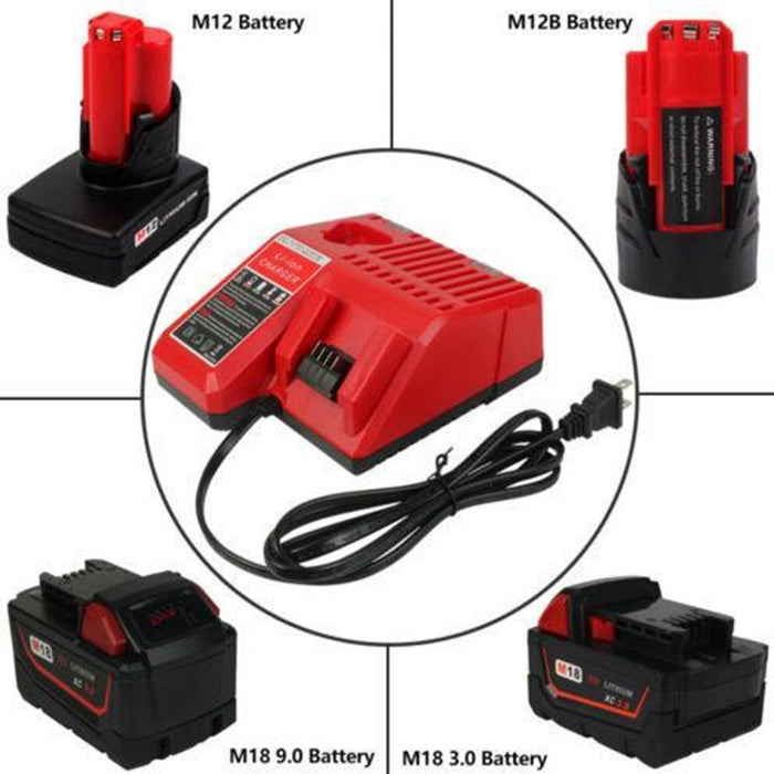 For Milwukee M12 XC Battery Replacement 6.0Ah 2 Pack With Rapid Charger For Milwaukee M12 M18 Battery