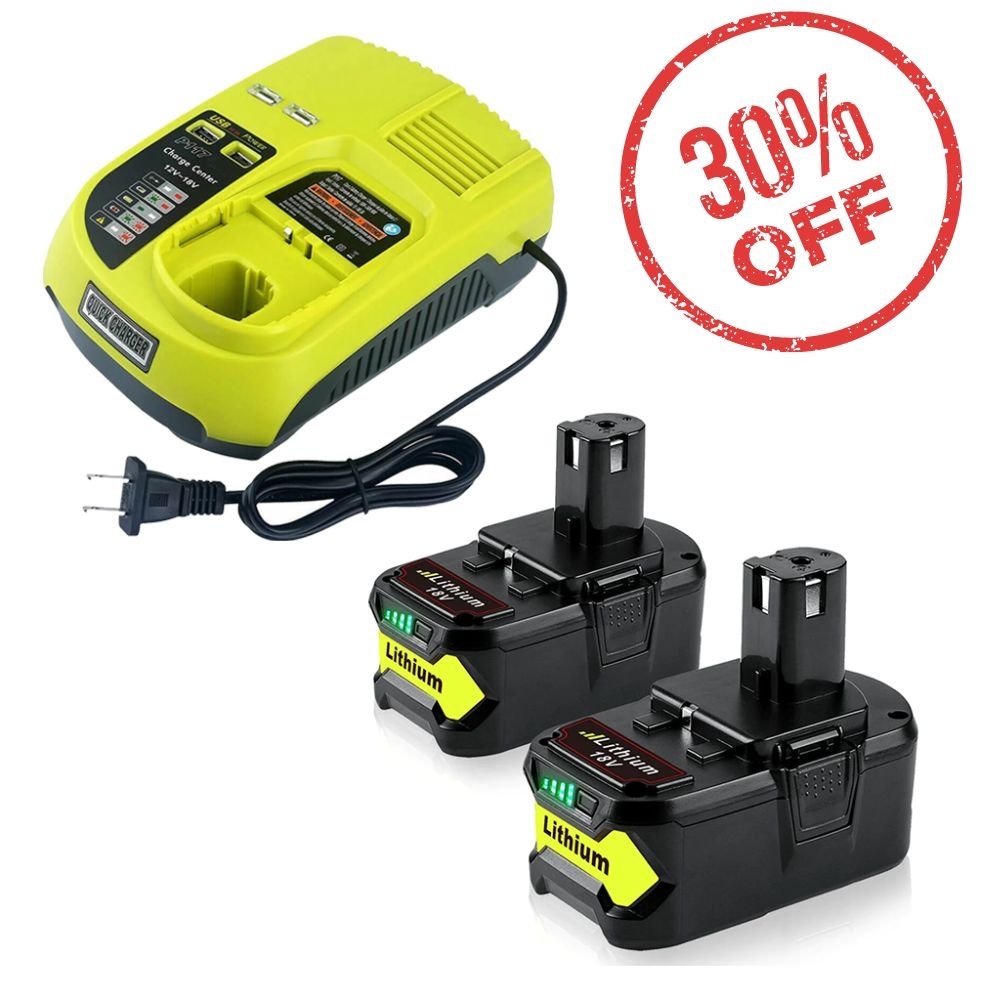 For Ryobi 18V Battery Replacement PACK With Charger