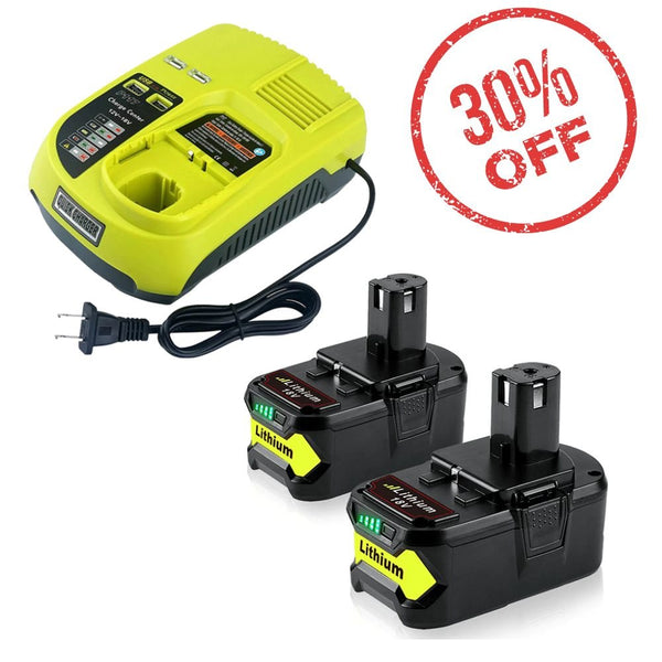 For Ryobi 18V Battery Replacement PACK With Charger For
