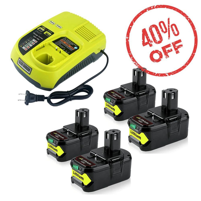 For Ryobi 18V Battery Replacement PACK With Charger For