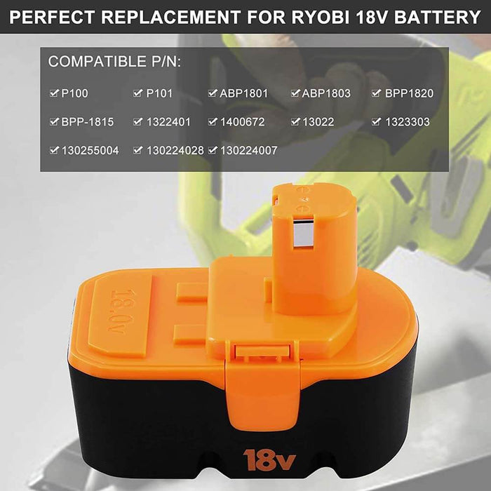 For Ryobi 18V Battery 4.0Ah Replacement | P100 Battery 3 Pack (Ni-Mh)