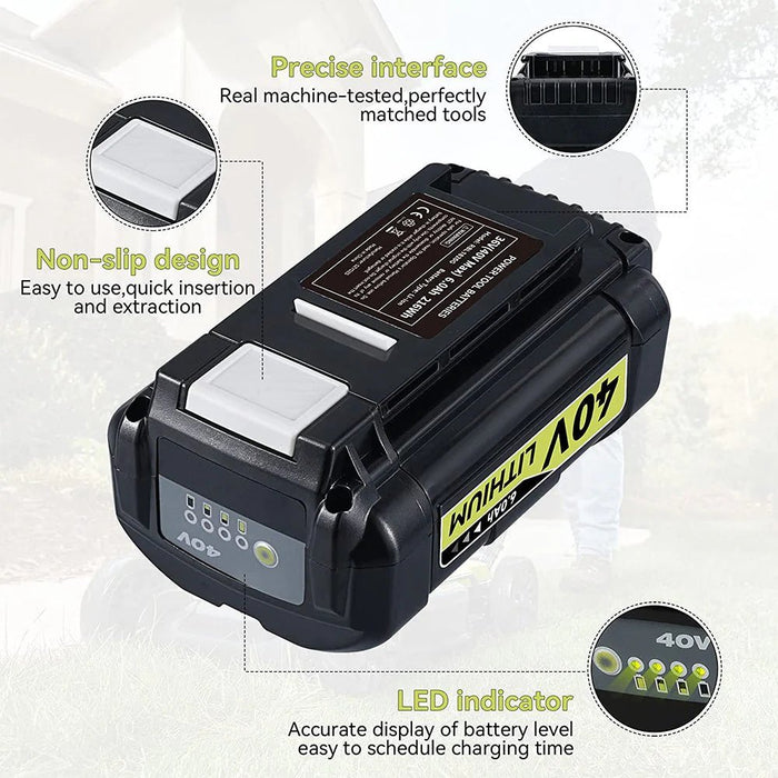 For Ryobi 40V Battery 8.0Ah Replacement | OP4026 Lithium-ion Battery With LED Indicator