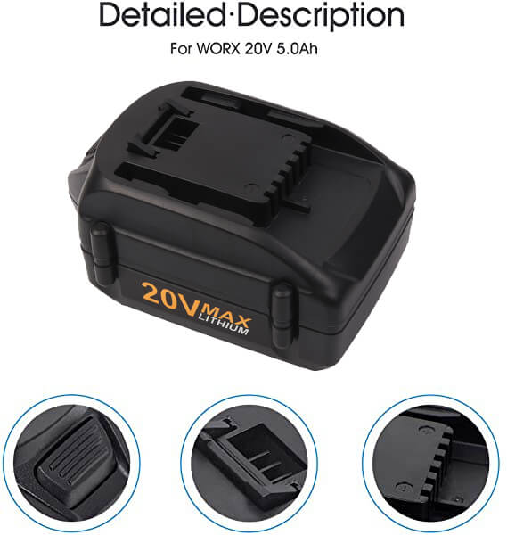 For Worx 20V Battery 5Ah Replacement | WA3520 Battery