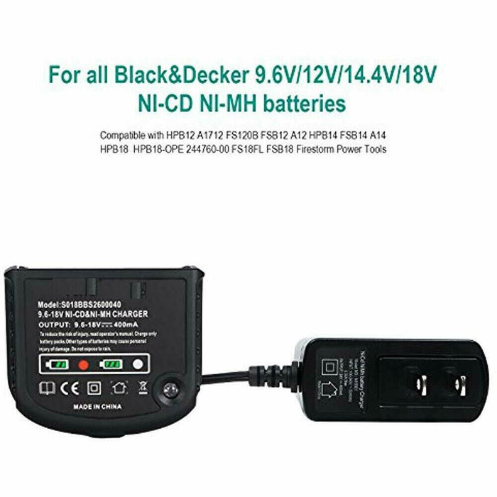 Ni-cd Ni-mh Battery Charger For Black & Decker 9.6v-18v